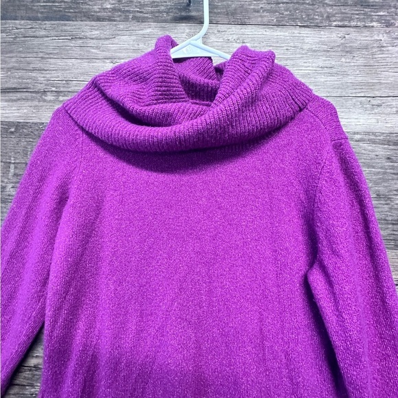 LOFT Purple Cowl Neck Sweater with Long Sleeves and Cozy Texture - Picture 3 of 6